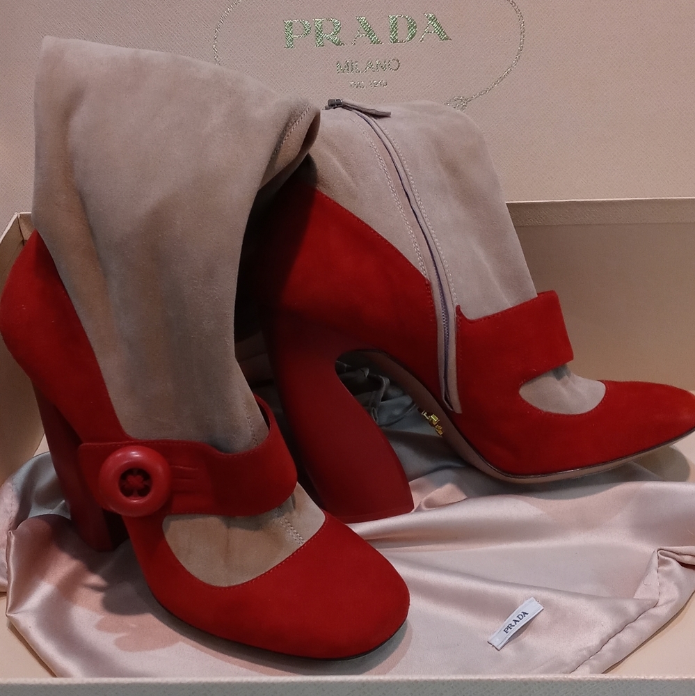 NWOT Authentic Prada Calf Boots Sz 8 - Picture 10 of 16